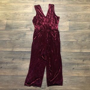 Dark Red Velvet Jumpsuit